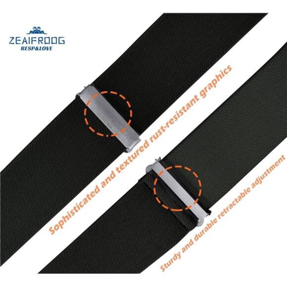 Heavy Duty Mens Suspenders.X-Shaped 2” Wide Strong Clips Suspenders For Men - Picture 6 of 7